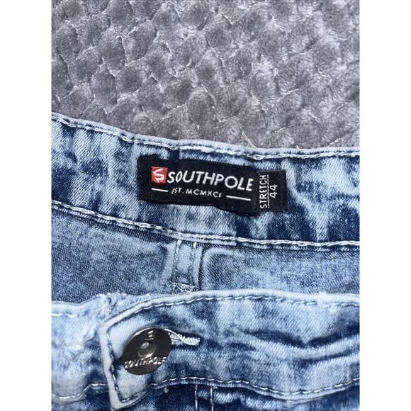 Southpole Vtg Y2K Loose Stretch Baggy Jean 44x32 Blue Distressed Acidwashed - Picture 6 of 8